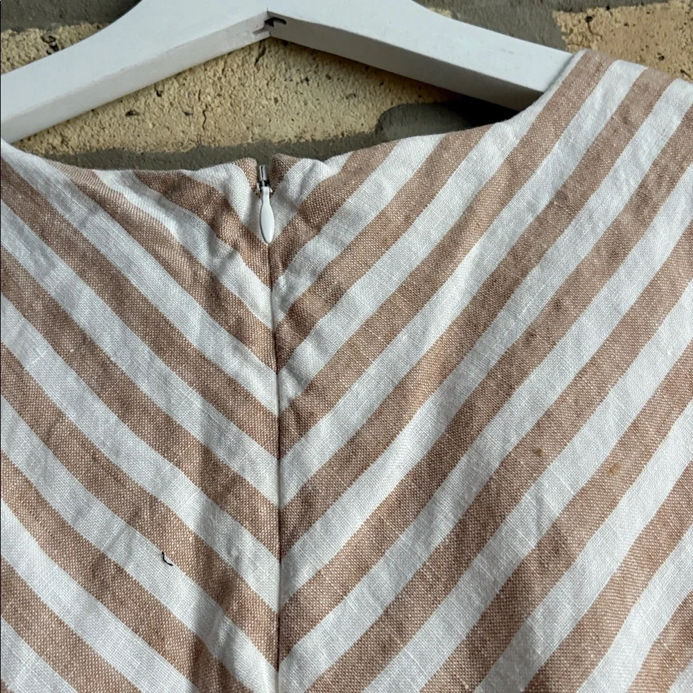 Everlane Bias Cut Linen Striped Dress Size 12 - Picture 10 of 15